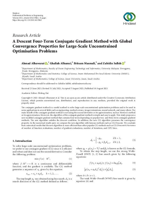 (PDF) A Descent Four-Term Conjugate Gradient Method with Global ...