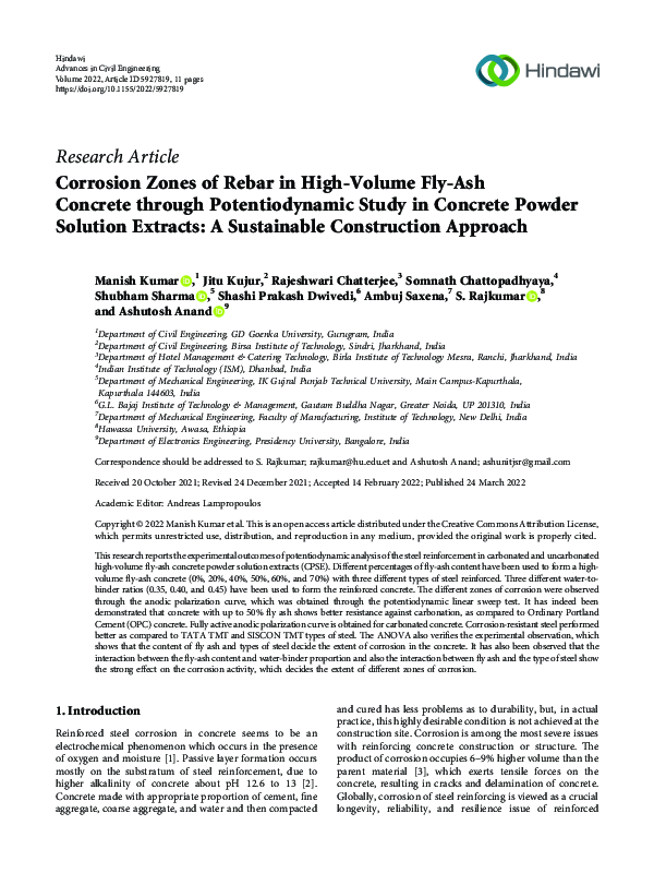 (PDF) Corrosion Zones of Rebar in HighVolume FlyAsh Concrete through