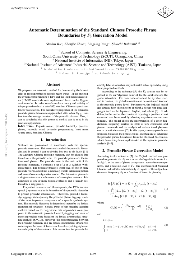 (PDF) Automatic determination of the standard Chinese prosodic phrase ...