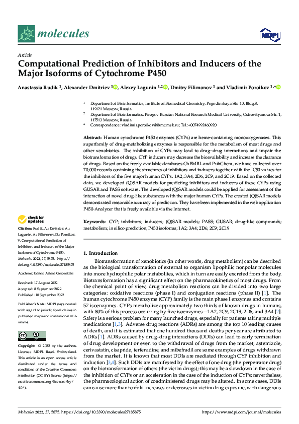 (PDF) Computational Prediction of Inhibitors and Inducers of the Major ...