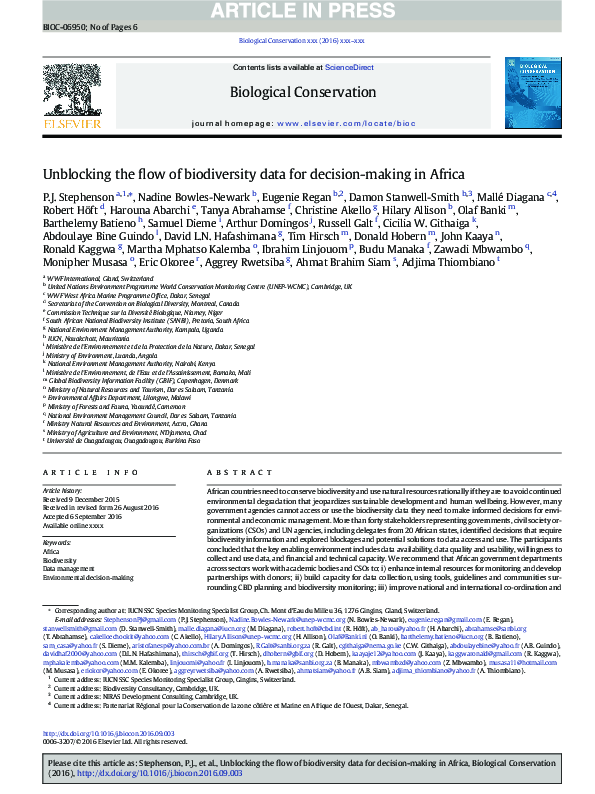 (PDF) Unblocking the flow of biodiversity data for decision-making in ...