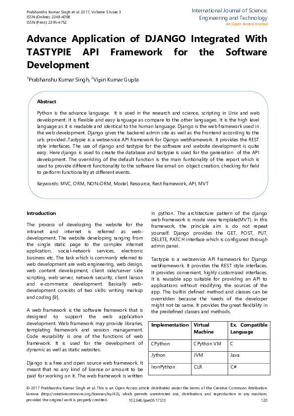 (PDF) Advance Application of DJANGO Integrated With TASTYPIE API ...