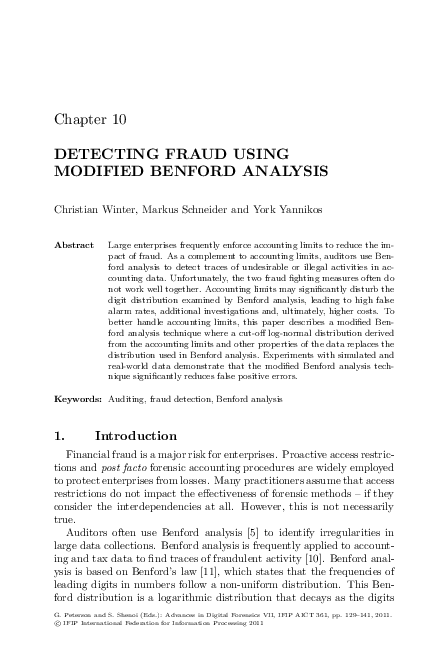 (PDF) Detecting Fraud Using Modified Benford Analysis