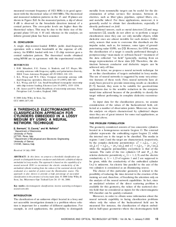 (PDF) A threshold electromagnetic classification approach for cylinders ...