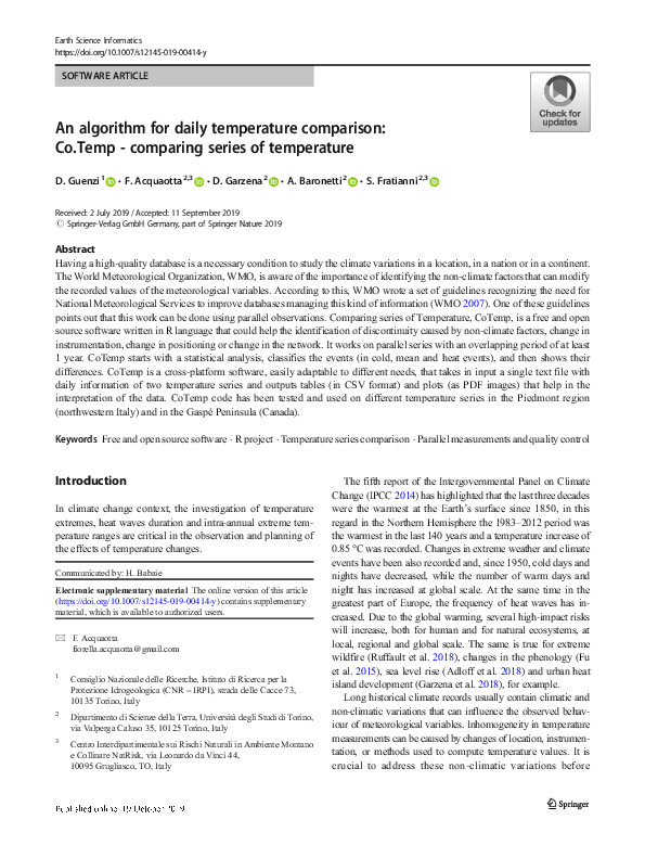 (PDF) An algorithm for daily temperature comparison: Co.Temp ...