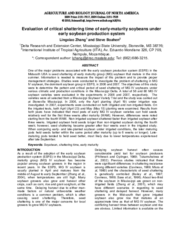 (PDF) Early Soybean Production System