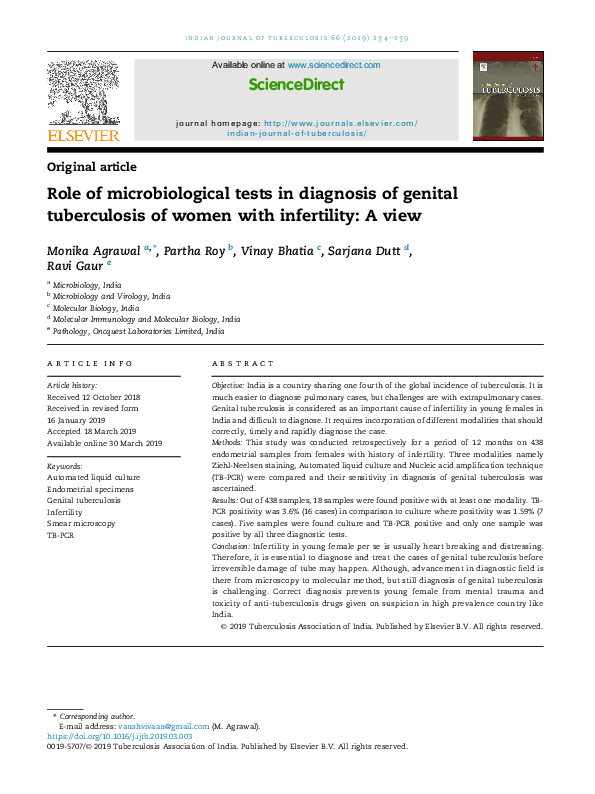 (PDF) Role of microbiological tests in diagnosis of genital