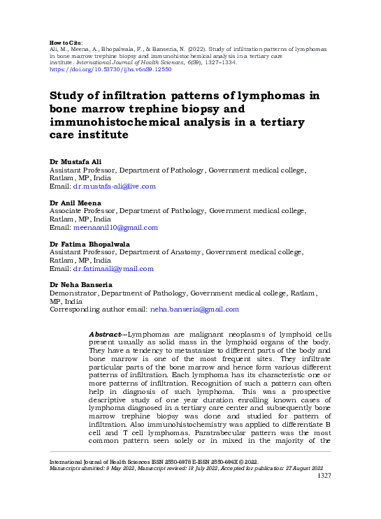 (PDF) Study of infiltration patterns of lymphomas in bone marrow ...