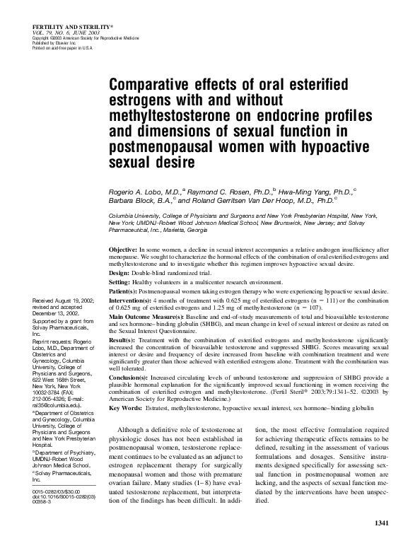 (PDF) Comparative effects of oral esterified estrogens with and without ...