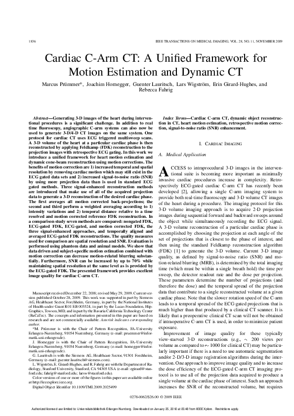 (PDF) Cardiac C-Arm CT: A Unified Framework for Motion Estimation and ...