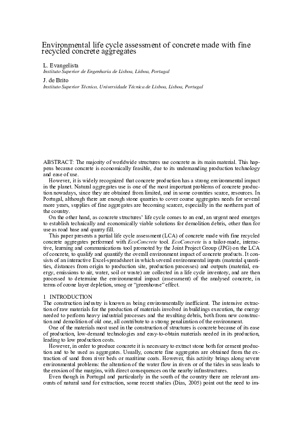 (PDF) Mechanical behaviour of concrete made with fine recycled concrete ...