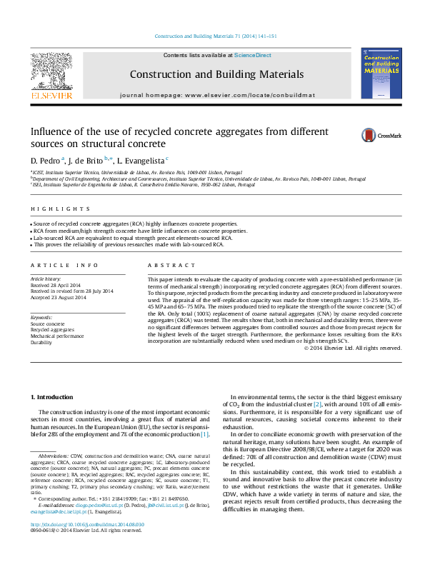 (PDF) Influence of the use of recycled concrete aggregates from ...