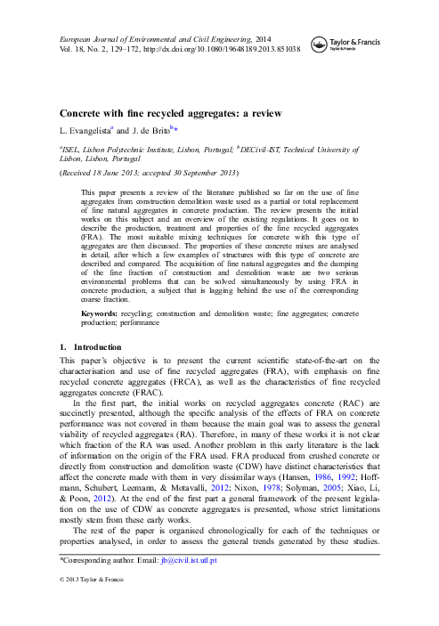 (PDF) Concrete with fine recycled aggregates: A review