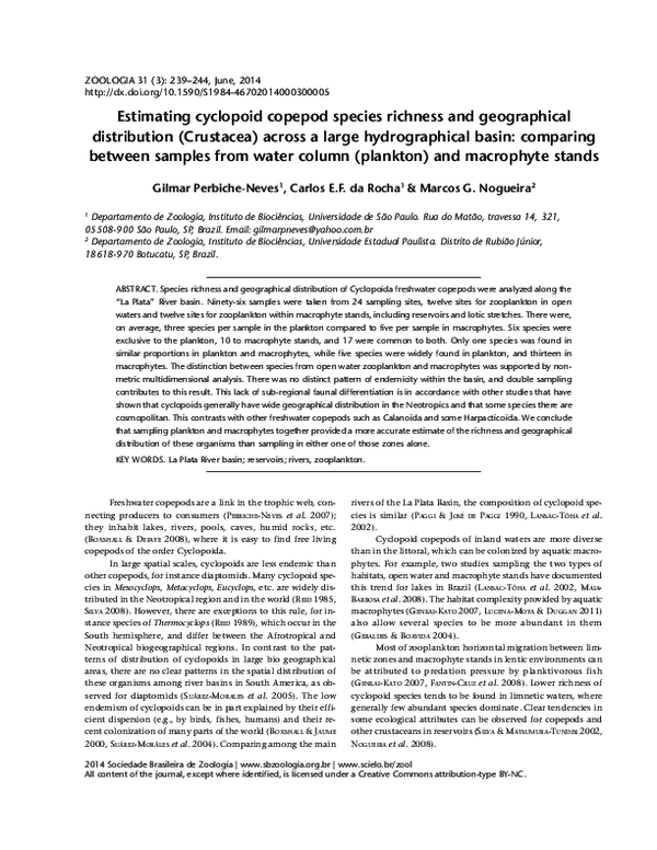 (PDF) Estimating cyclopoid copepod species richness and geographical ...