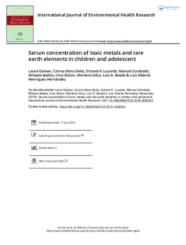 (PDF) Serum concentration of toxic metals and rare earth elements in ...