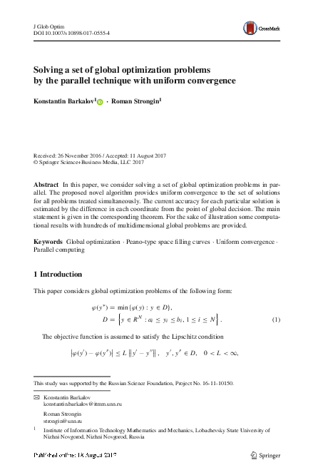 (PDF) Solving a set of global optimization problems by the parallel ...