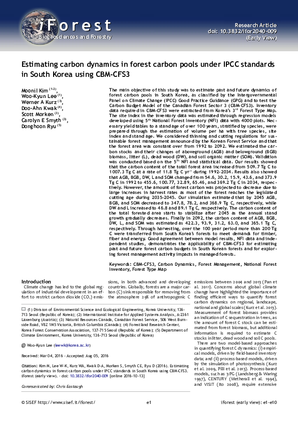 (PDF) Estimating carbon dynamics in forest carbon pools under IPCC ...