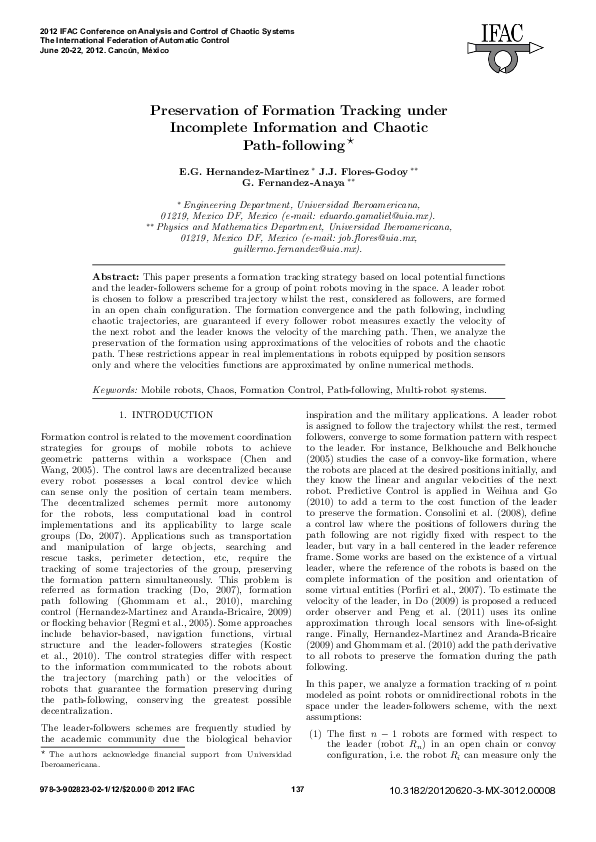 (PDF) Preservation of Formation Tracking under Incomplete Information ...