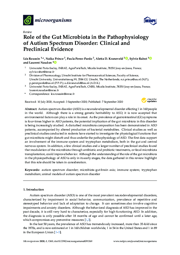 (PDF) Role of the Gut Microbiota in the Pathophysiology of Autism ...