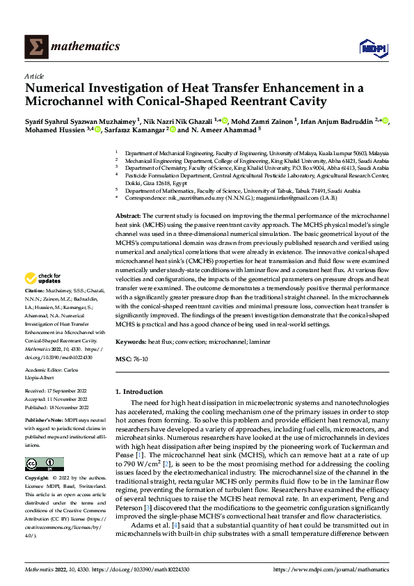 (PDF) Numerical Investigation of Heat Transfer Enhancement in a ...