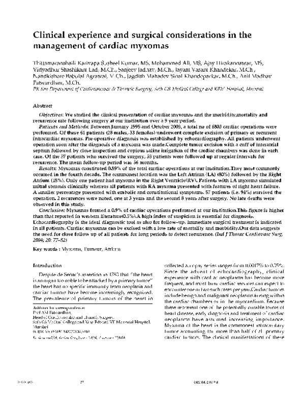 (PDF) Clinical experience and surgical considerations in the management ...
