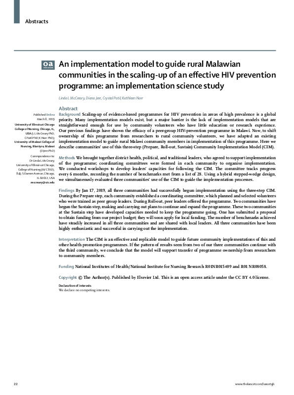 (PDF) An implementation model to guide rural Malawian communities in ...