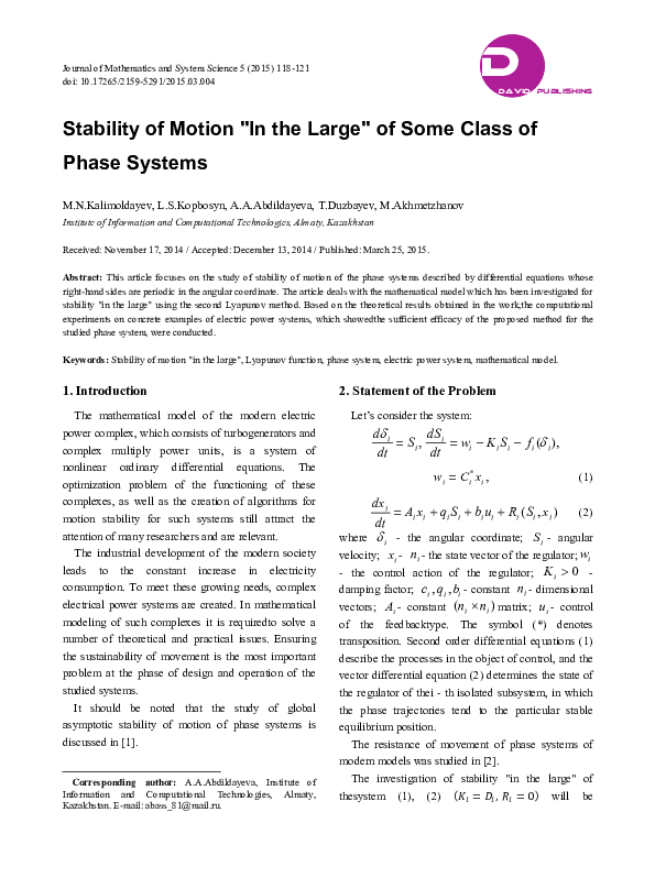 (PDF) Stability of Motion 