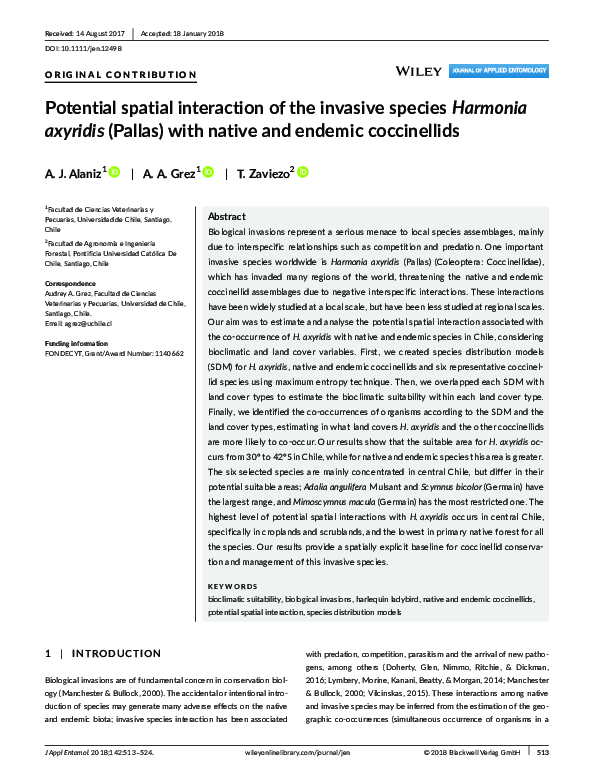 (PDF) Potential spatial interaction of the invasive speciesHarmonia ...