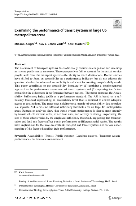 (PDF) Examining the performance of transit systems in large US ...