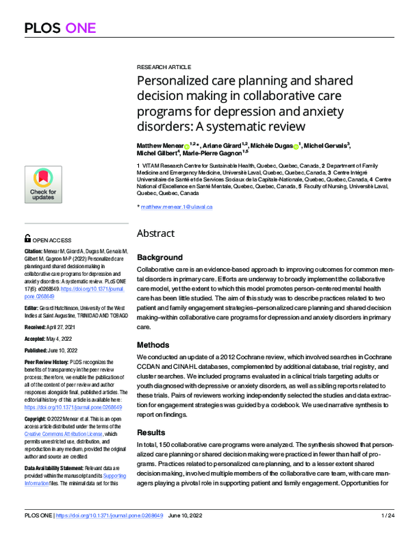 (PDF) Personalized care planning and shared decision making in ...