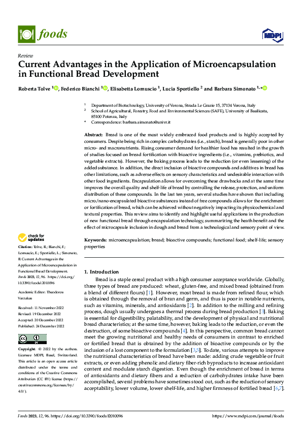 (PDF) Current Advantages in the Application of Microencapsulation in ...