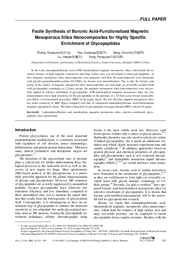 (PDF) Facile Synthesis of Boronic Acid-Functionalized Magnetic ...