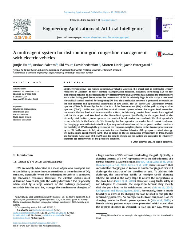 (PDF) A multi-agent system for distribution grid congestion management ...