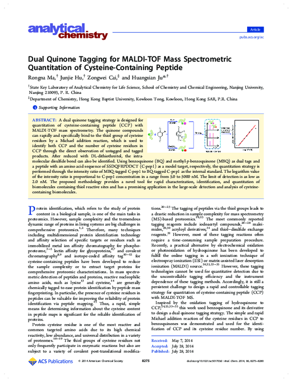 (PDF) Dual quinone tagging for MALDI-TOF mass spectrometric ...