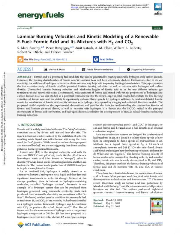 (PDF) Laminar Burning Velocities and Kinetic Modeling of a Renewable ...