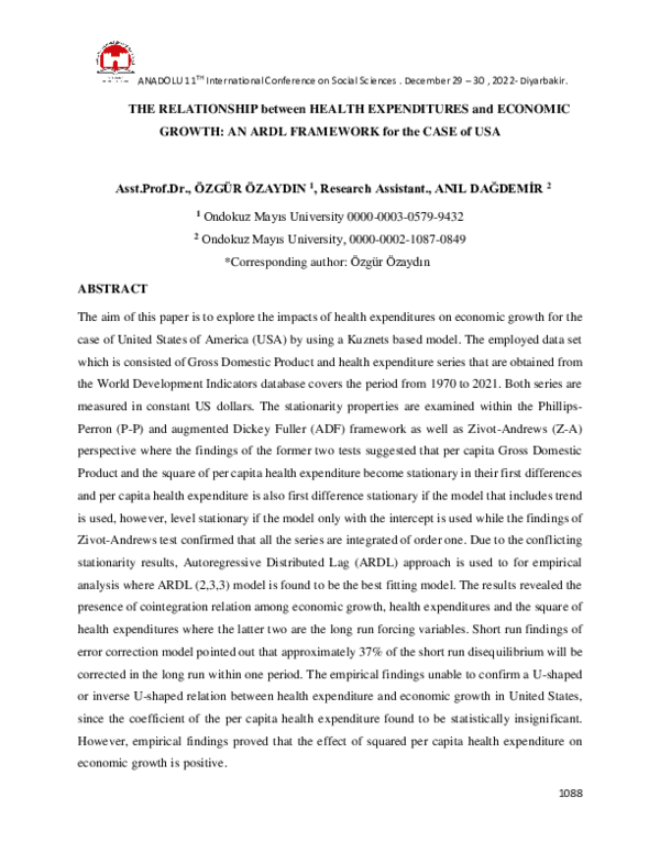 (PDF) The Relationship Between Health Expenditures and Economic Growth ...