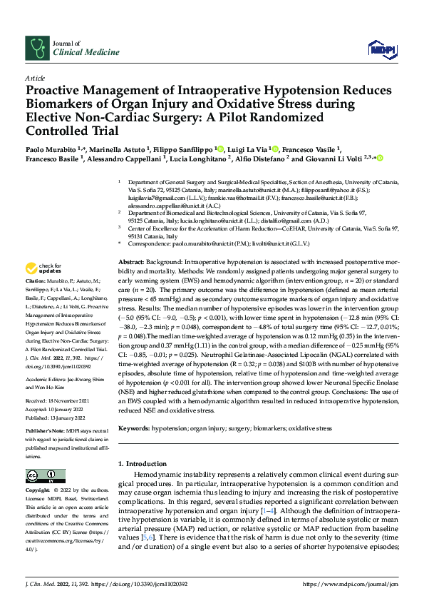 (PDF) Proactive Management of Intraoperative Hypotension Reduces ...