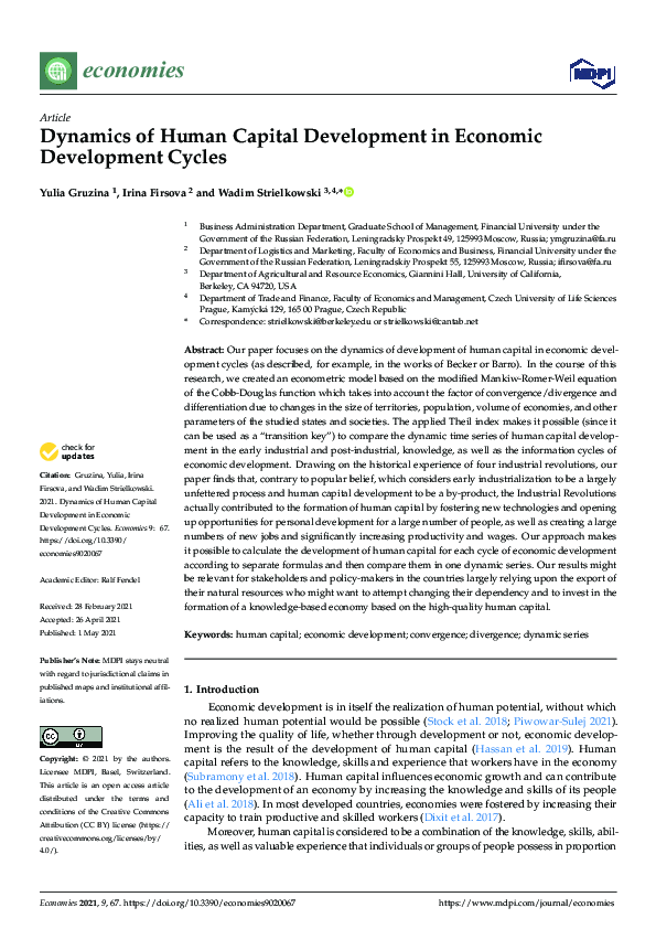(PDF) Dynamics of Human Capital Development in Economic Development Cycles