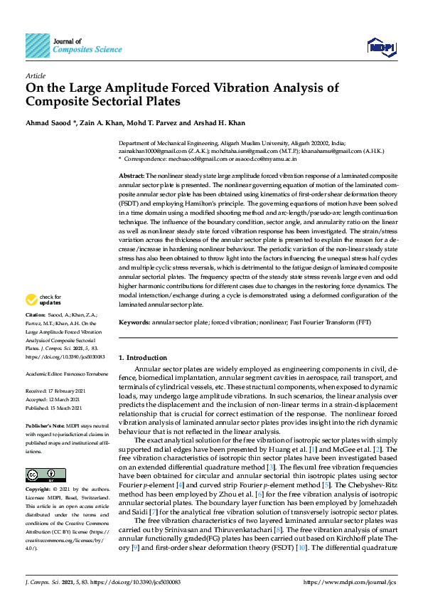 (PDF) On the Large Amplitude Forced Vibration Analysis of Composite ...