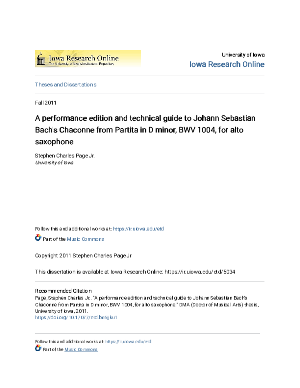 (PDF) A performance edition and technical guide to Johann Sebastian