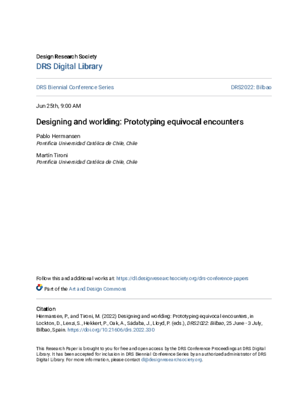 (PDF) Designing and worlding: Prototyping equivocal encounters