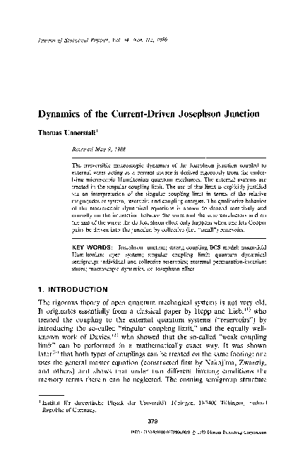(PDF) Dynamics of the current-driven Josephson junction