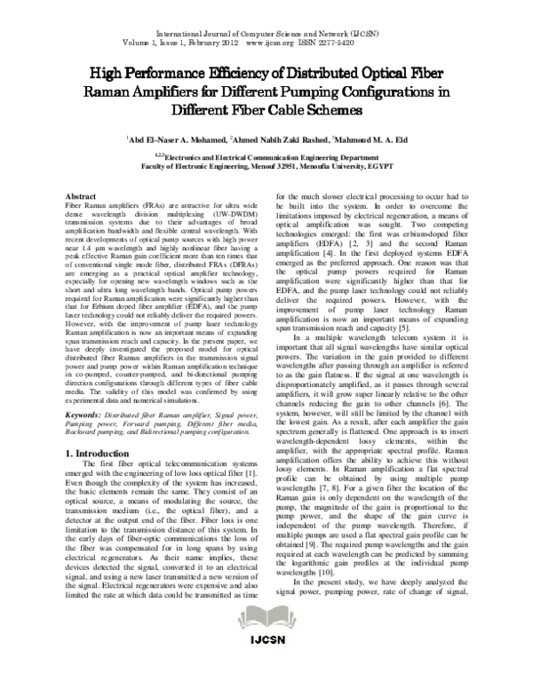 (PDF) High performance efficiency of distributed optical fiber Raman ...