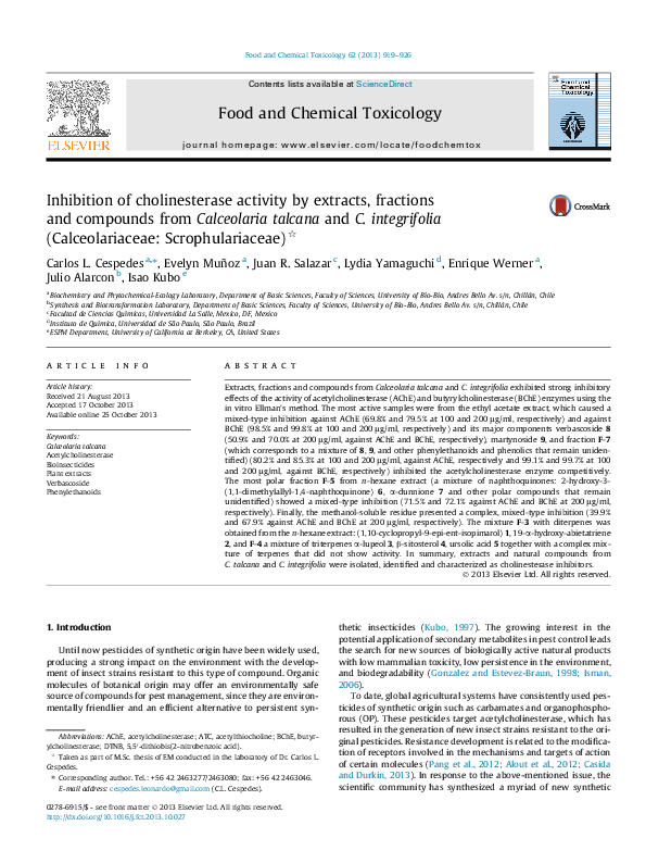 (PDF) Inhibition of cholinesterase activity by extracts, fractions and ...