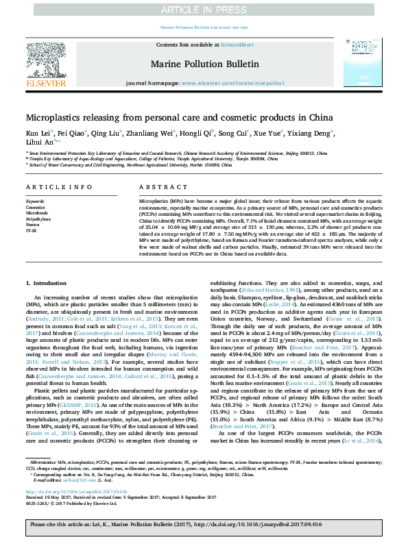 Microplastics in personal care products