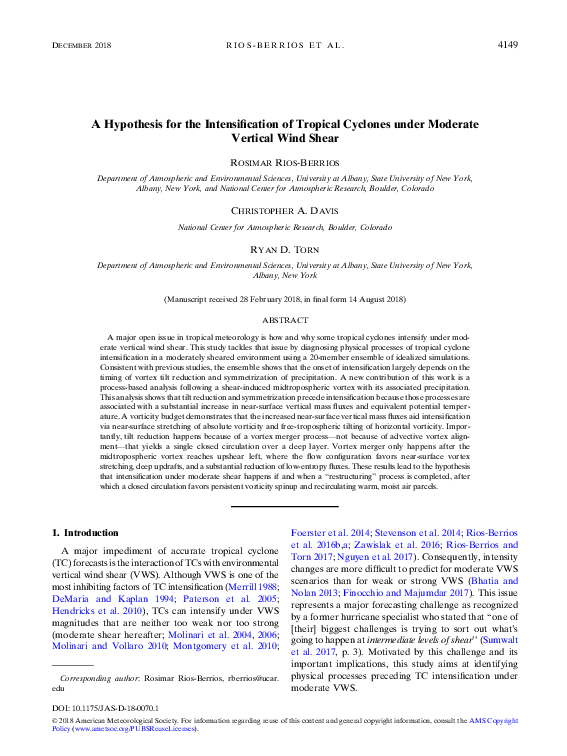 (PDF) A Hypothesis for the Intensification of Tropical Cyclones under ...