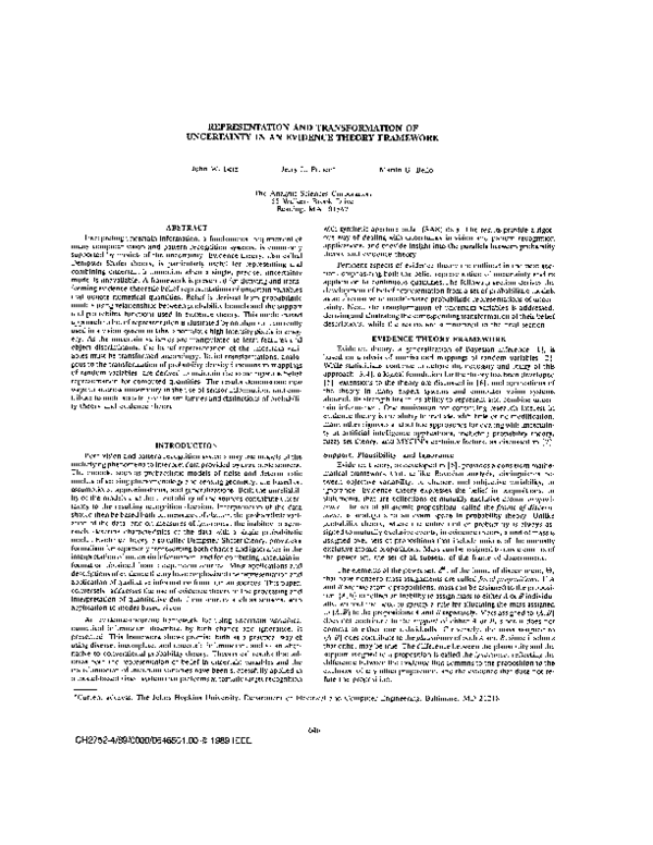 (PDF) Representation and transformation of uncertainty in an evidence ...