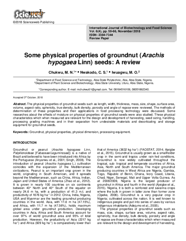(PDF) Some Physical Properties of Groundnut (Arachis Hypogaea Linn ...