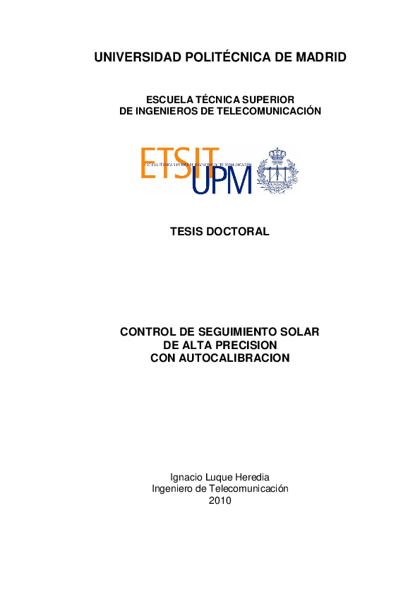 PDF) Control de seguimiento solar de alta precisión con