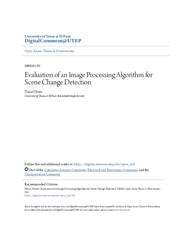 (PDF) Evaluation of an image processing algorithm for scene change ...
